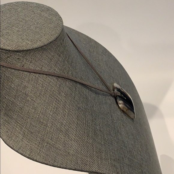 Geode Stone Slice Pendant on Sueded Long Necklace - Picture 3 of 4